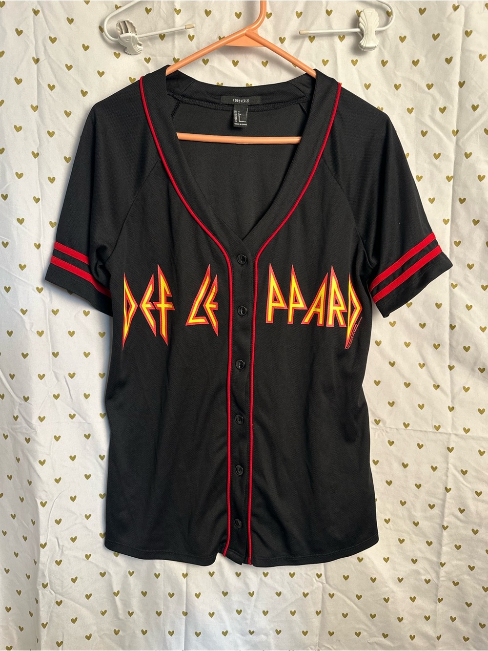 Def Leoppard Band Black & Red Baseball Jersey - Forever 21 Woman’s Small NWOT